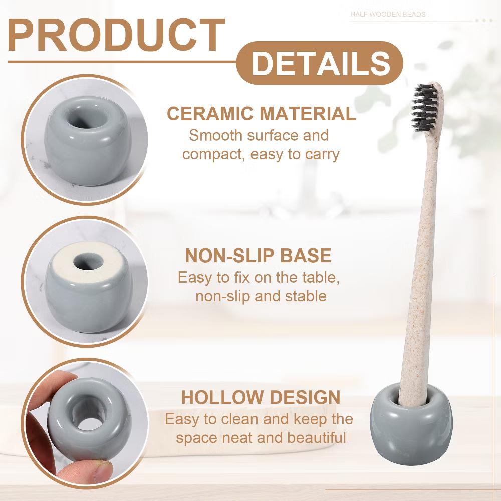 Mini Ceramics Toothbrush Holder Stands 2 Pcs - Image 14
