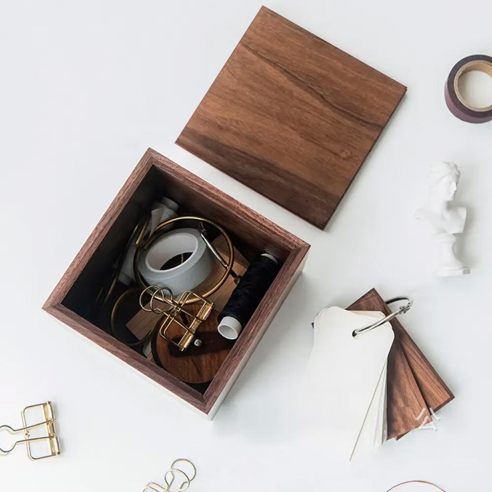 Square Acacia Wood Storage Box with Lid - Image 6