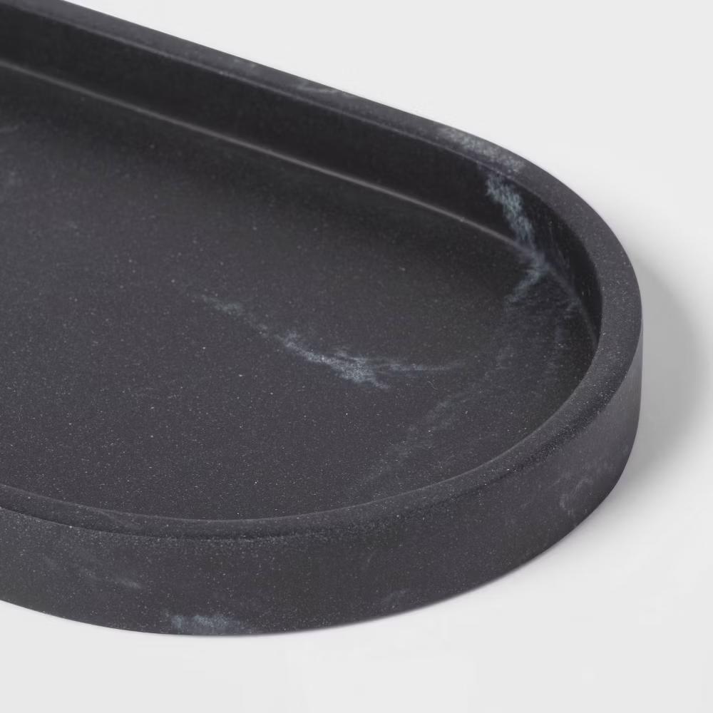 Marble Bath Tray Black - Resin Vanity Accessory, Spot Clean, 9.49" Depth - Image 5