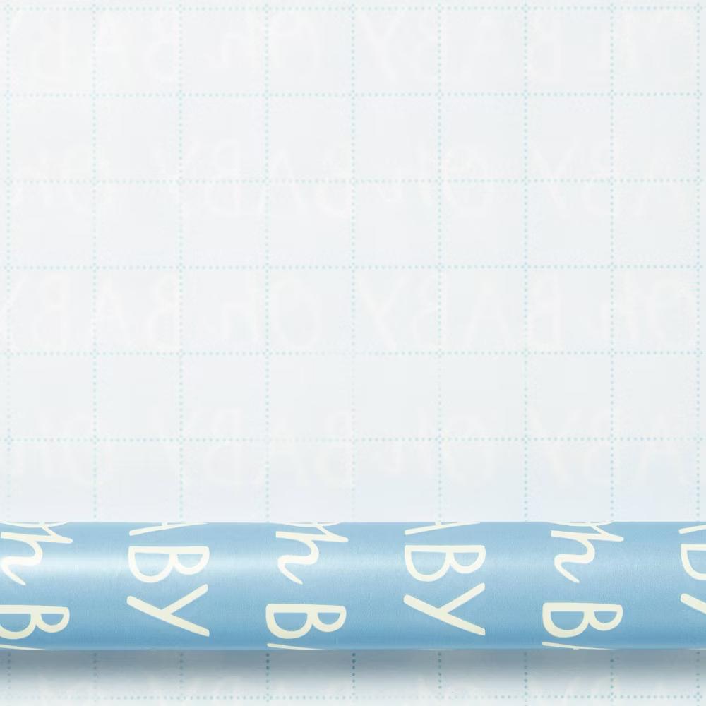 20 Sq Ft 'Oh Baby' Wrapping Paper Blue - Image 3
