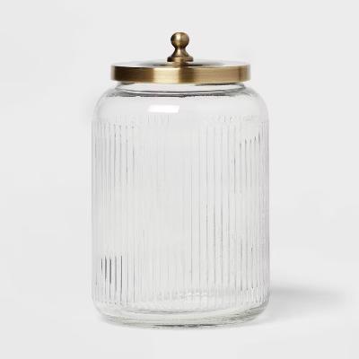 Large Bath Glass Canister Brass - Elegant Storage Solution for Bathroom Essentials, 57.4oz Capacity - Image 3