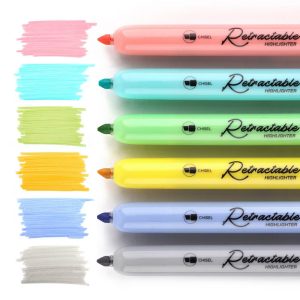 Retractable Highlighters, Mild Colors, 6 Count