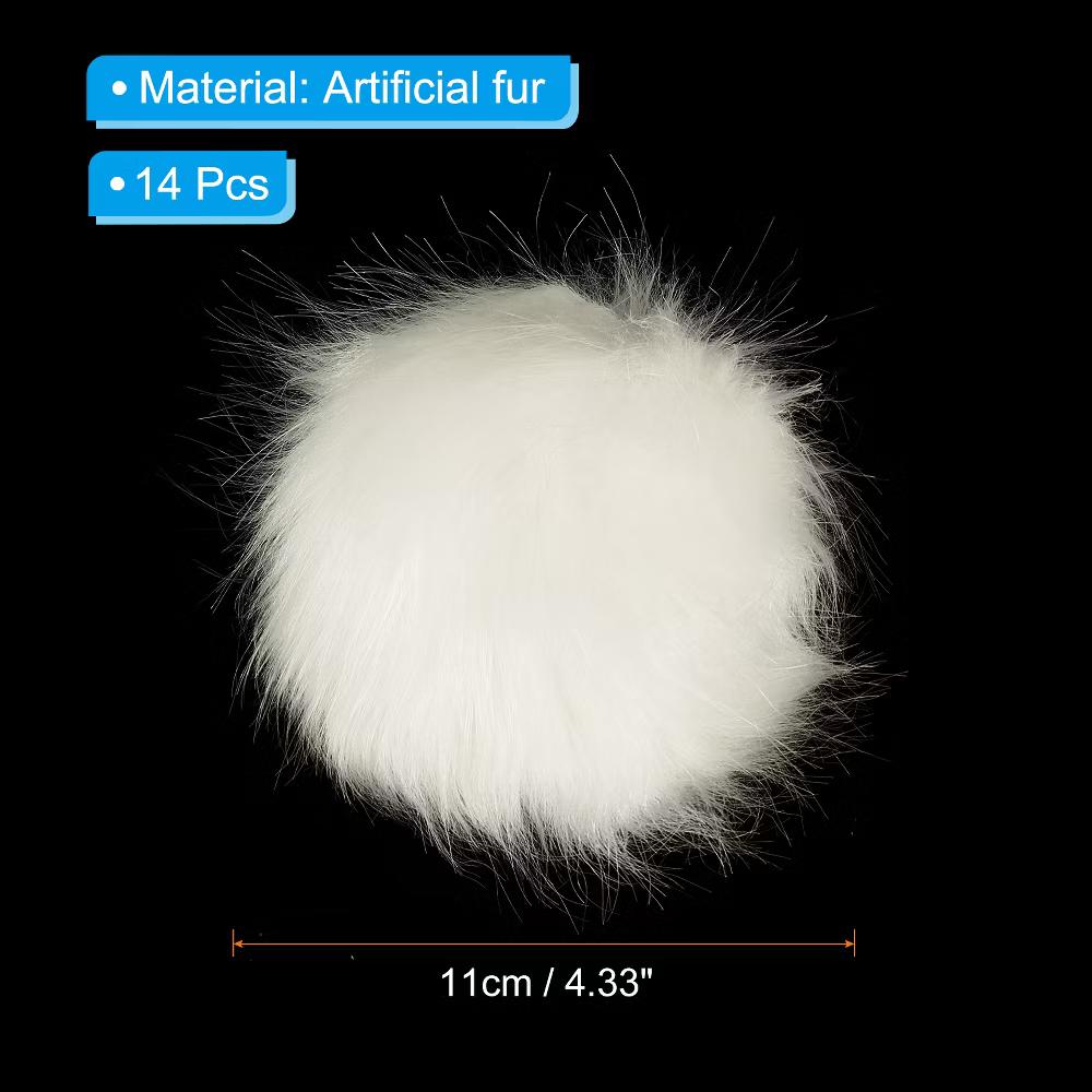 Fluffy Soft Elastic Faux Fur Pom Poms for Hats DIY Scarves Gloves 14 Pcs - Image 17