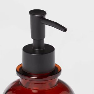 2pk Glass Soap Dispensers Amber