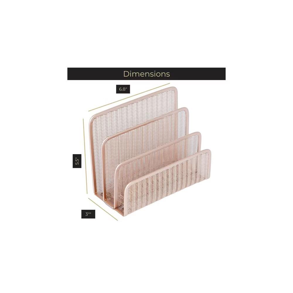 Blu Monaco 3 Tier Metal Mesh Letter Sorter - Available in Aqua, Black, Gold, Pink, Rose Gold, and White - Image 30
