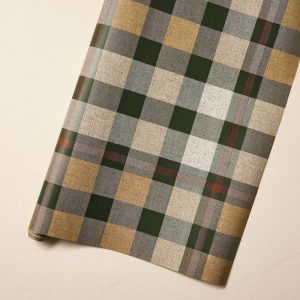 30 sq ft Wrapping Paper Toffee/Green Plaid - with Magnolia