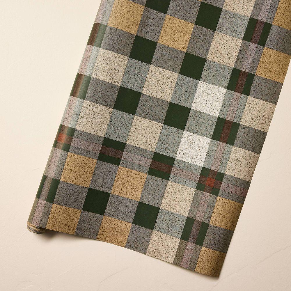 30 sq ft Wrapping Paper Toffee/Green Plaid - with Magnolia