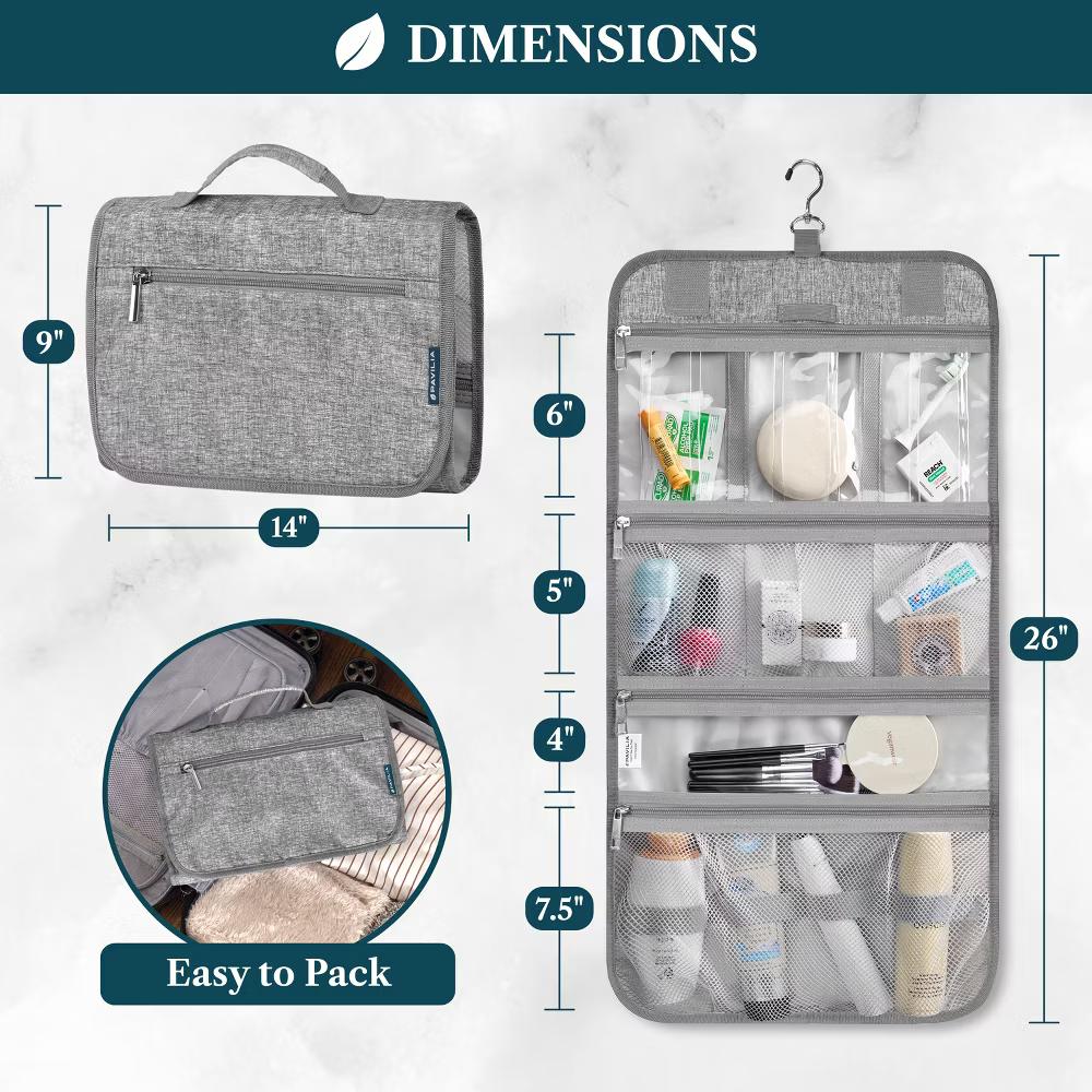 Hanging Toiletry Bag Women Men, Travel Kit Foldable Waterproof Organizer, Roll up Cosmetics Makeup Essentials Jewelry Case - Image 35