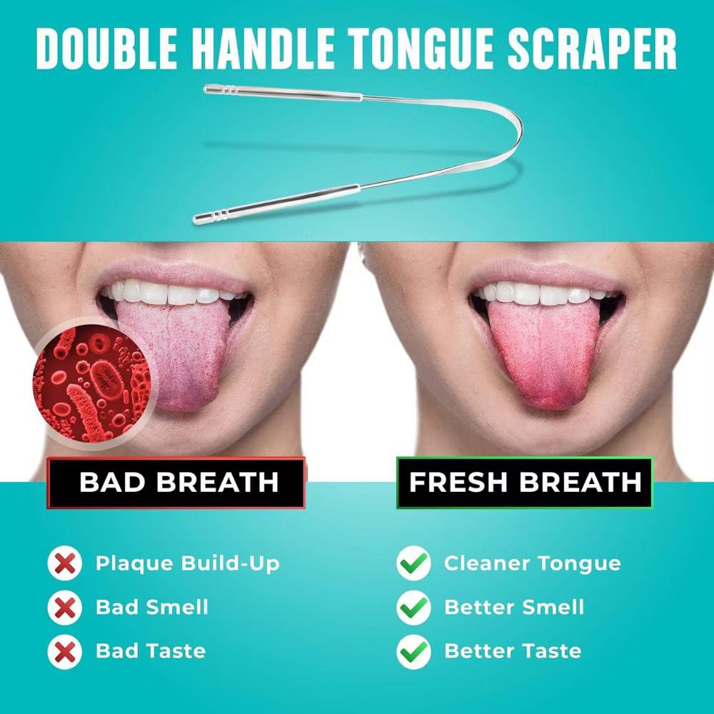Tongue Scraper for Adults (2 Pack) with Travel Cases, Stainless Steel, Reduce Bad Breath, Easy to Use, Oral Care - Image 7
