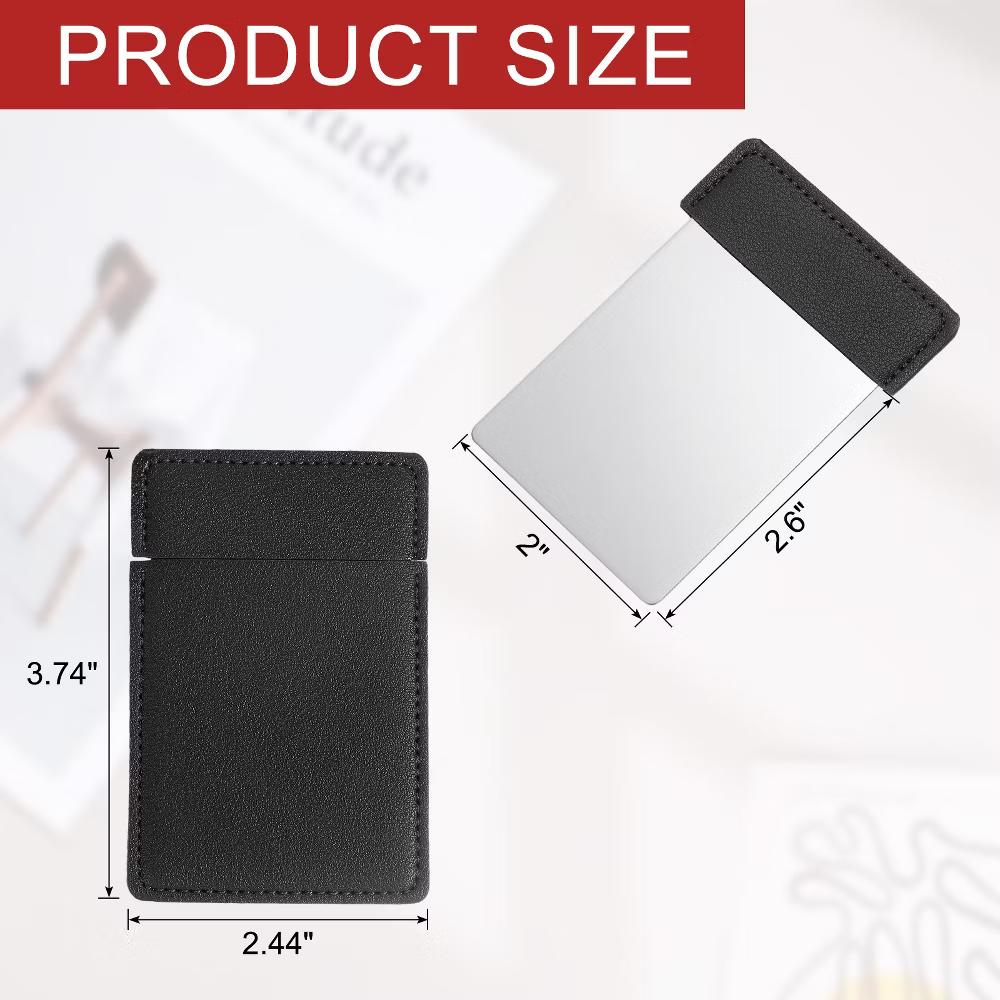 Stainless Steel Pocket Travel PU Leather Mini Mirror - Image 7