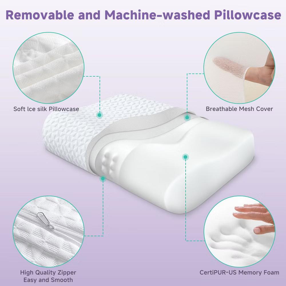 Orthopedic Contour Neck Pillow with Odorless Memory Foam - Perfect for All Sleeping Positions - Image 11