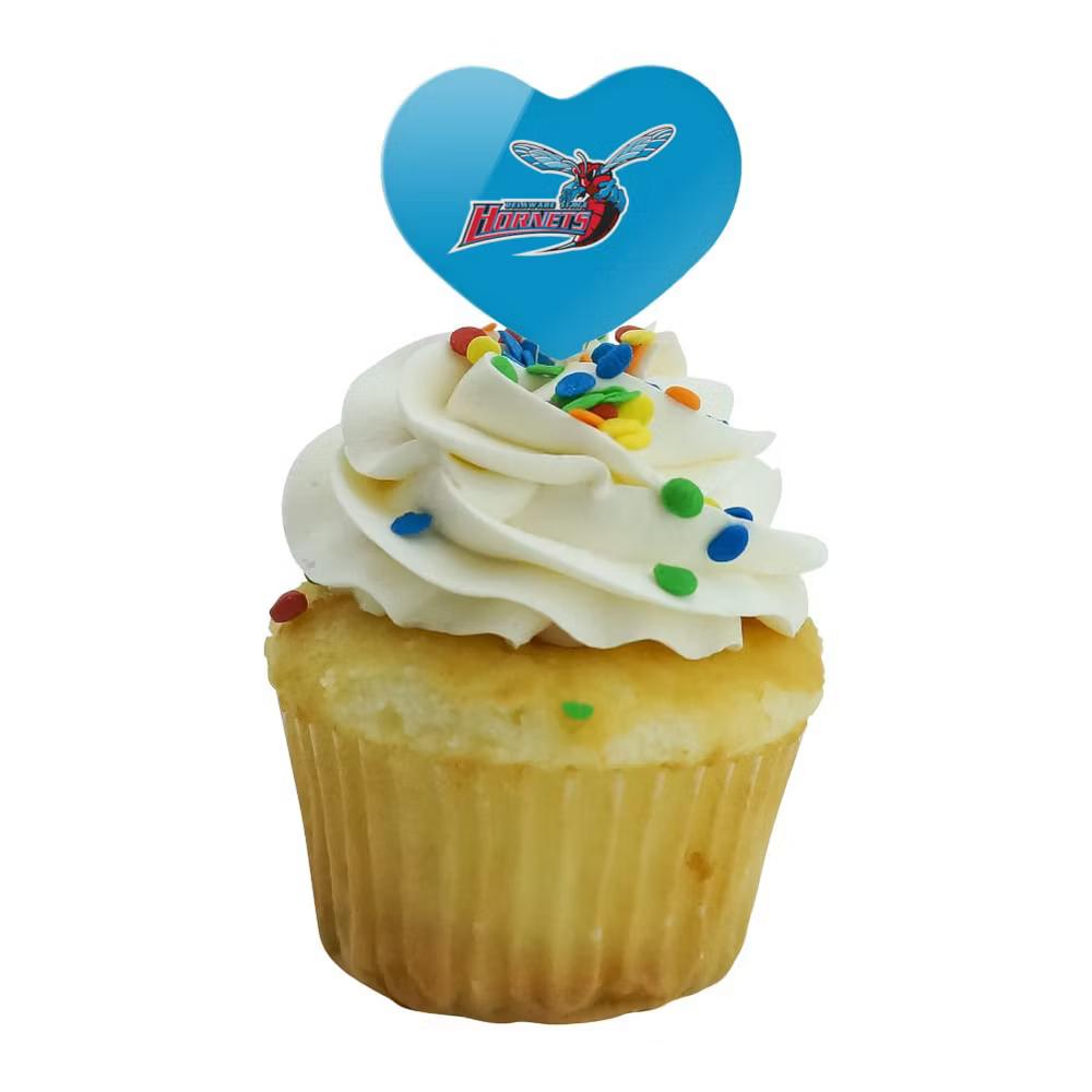 Delaware State University Primary Logo Heart Love Cupcake Picks Toppers Decoration Set of 6 - Image 6