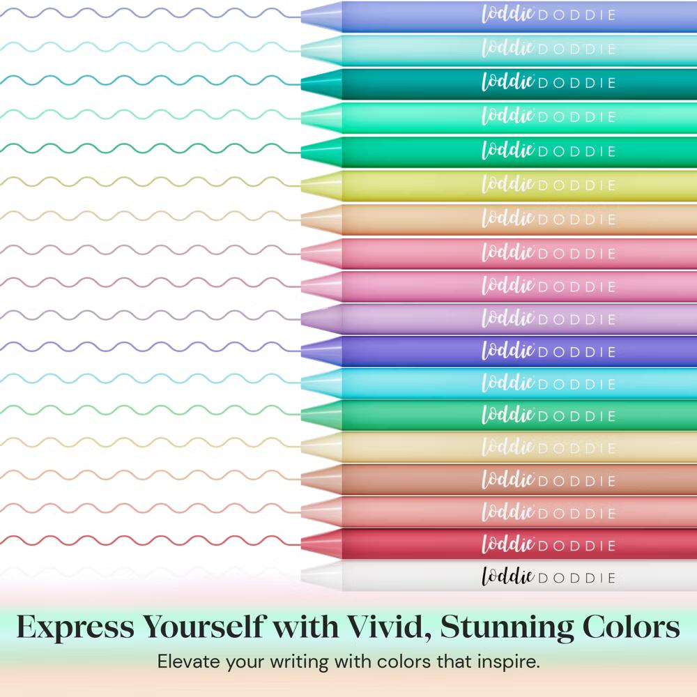 18ct Satin Barrel Retractable Gel Pens - Pastel Colors - Image 3