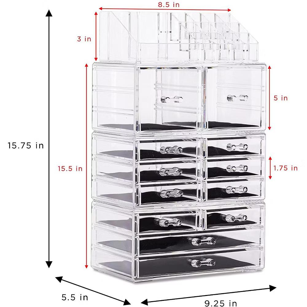 4 Piece 12 Drawers Makeup Storage Case - Spacious Design - Great for Bathroom, Dresser, Vanity and Countertop - Image 6