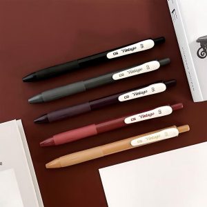 Multi-Color Retractable Gel Pen Set (5 pack), 0.5mm Fine Point, for Writing, Journaling, Drawing, Home and Office, Neo-Classic