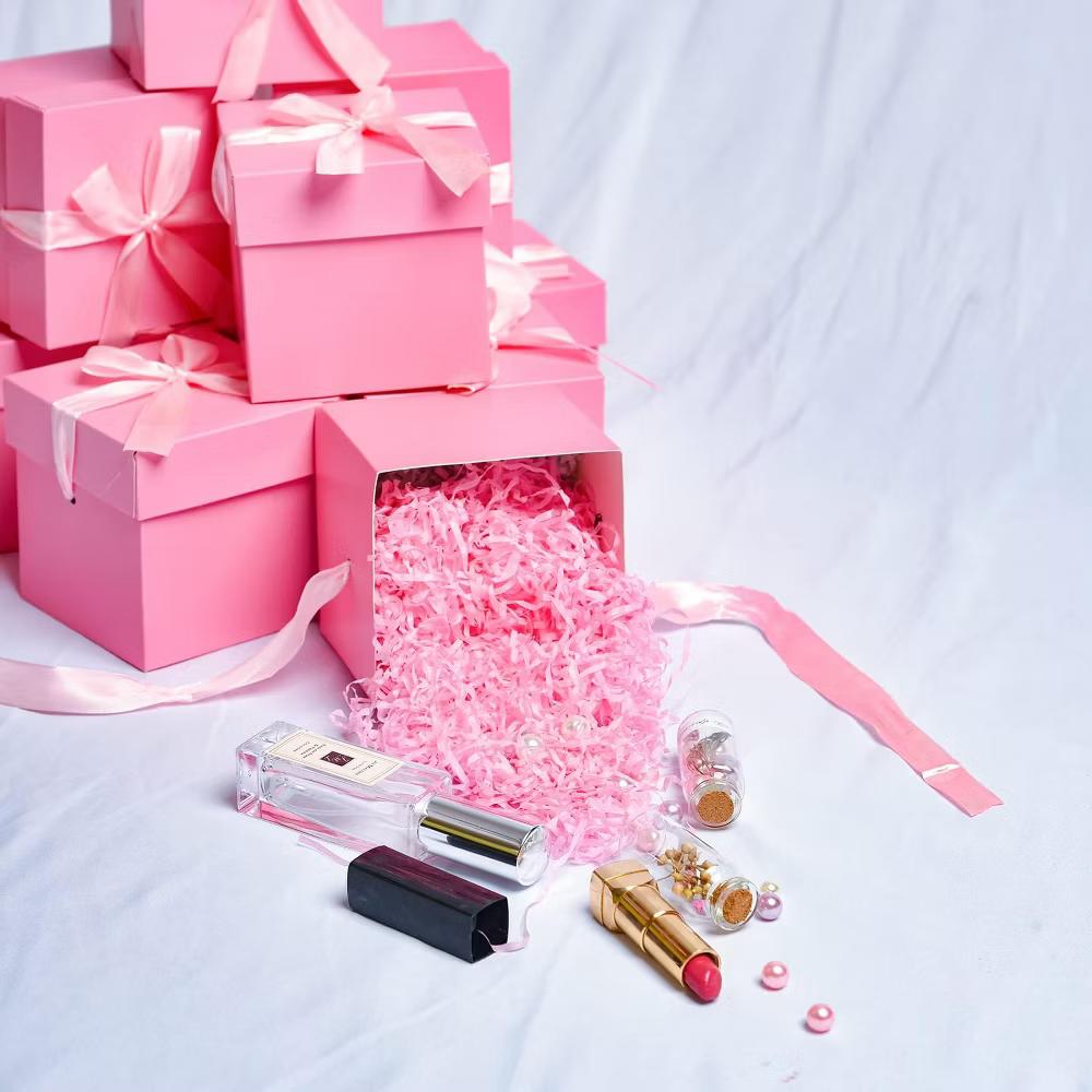 12 pack pink gift boxes with lids 4 4 4 inch for birthday wedding Christmas party favors includes ribbon easy assembly - Image 5