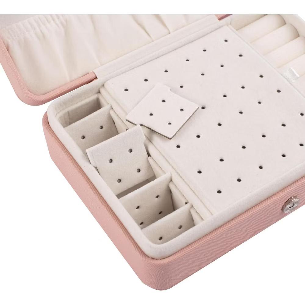 Zodaca Pink Jewelry Travel Organizer Case, Portable Storage Box Holder for Rings Earrings Necklaces, Gifts for Women - Image 5