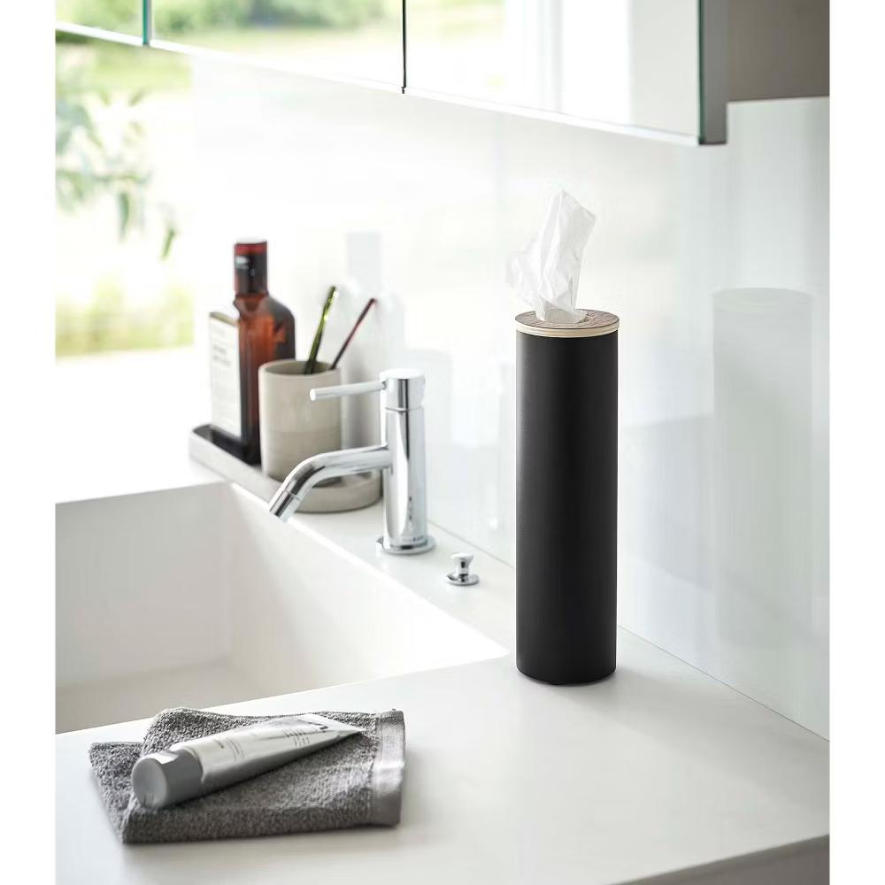 Home Round Tissue Case - Steel Wood
