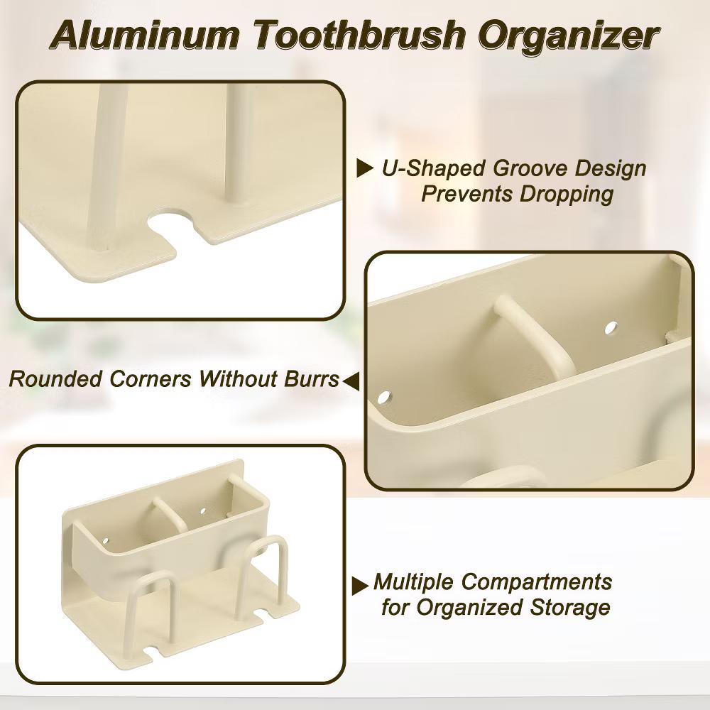 Durable Material No-Drill Installation Practical Design Versatile Use Toothbrush Holder - Image 8