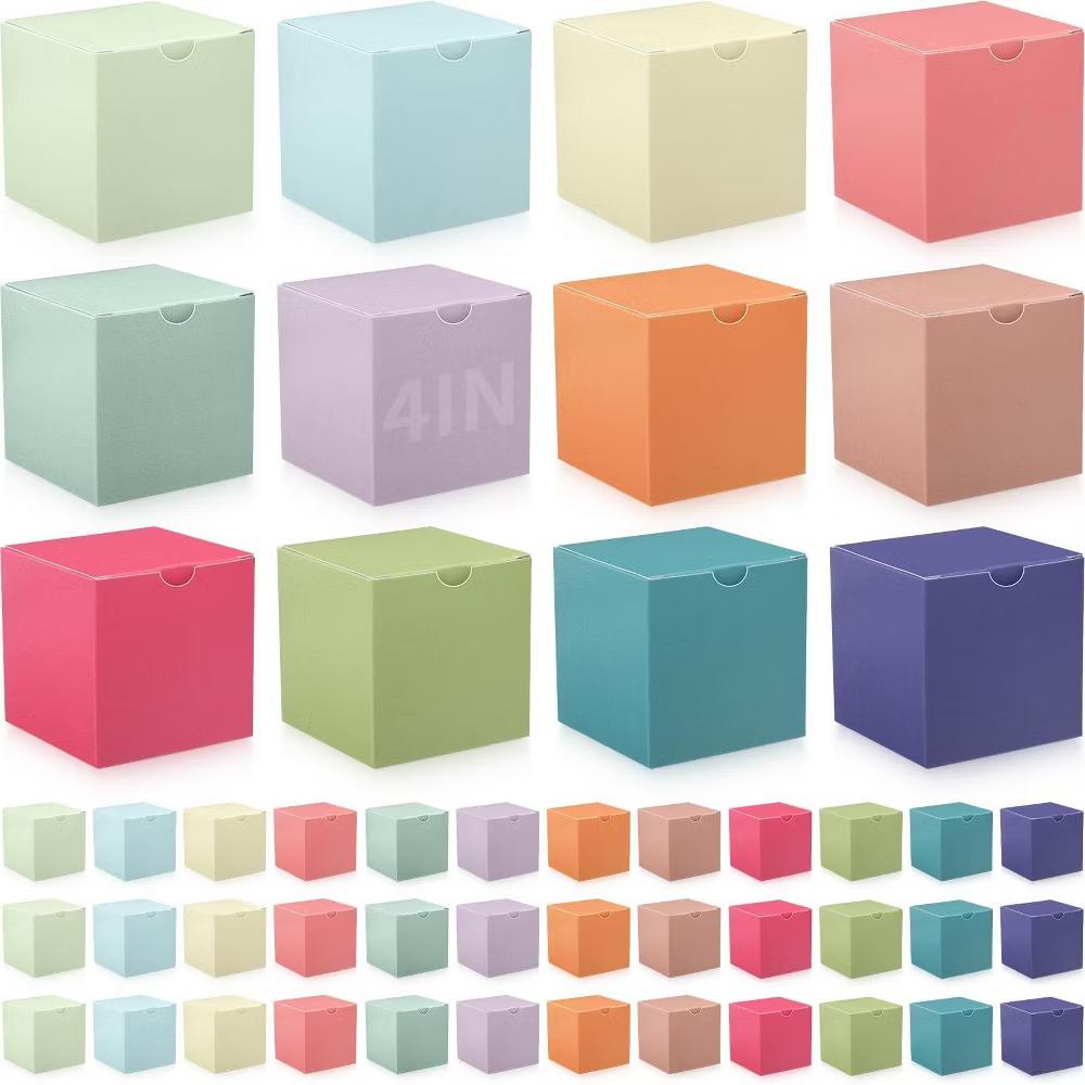 48 Pack Small Cardboard Gift Boxes with Lids 3 3 3 Inch Square Kraft Paper Cube Boxes 12 Colors for Wedding Birthday Party - Image 6