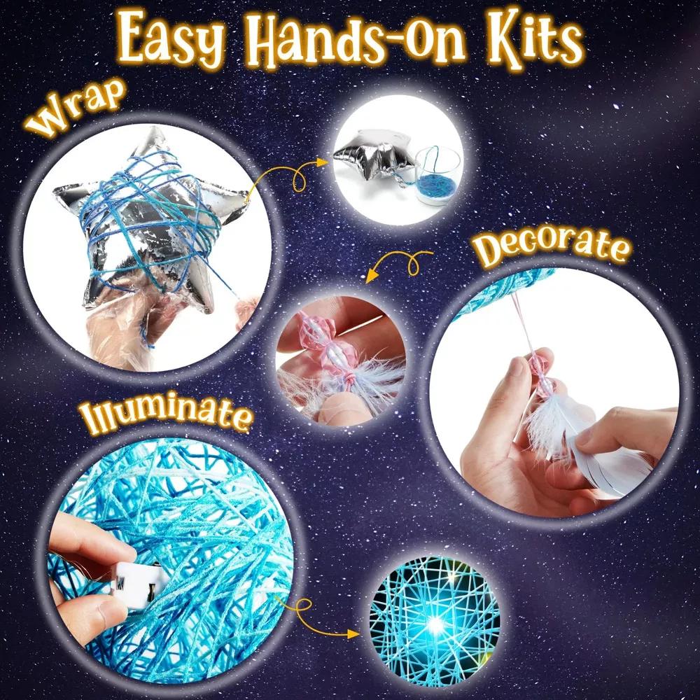 3D String Art Kit for Kids, 3 Pack String Light with 30 Multi-Colored LED Bulbs, DIY Arts & Crafts, Birthday Gift for Girls Age 8 - Image 4