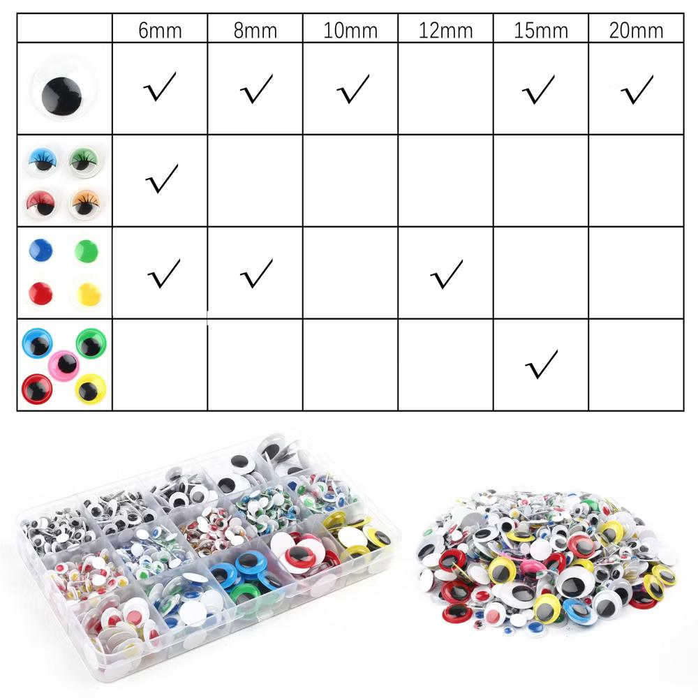 LotFancy 1100Pcs Googly Eyes Self Adhesive for Crafts, Plastic Wiggle Eyes Multi-Color - Image 2