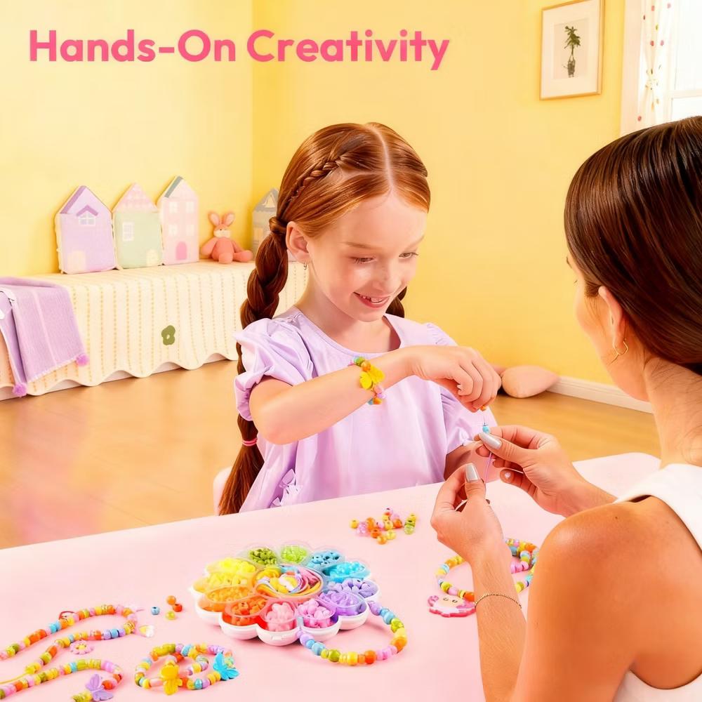Klever Kits Jewelry Making Kit for Kids, 350+ Colorful Beads and Flower Case, DIY Bracelet Arts & Crafts, Birthday Christmas Gift for Girls Ages 3 - Image 7