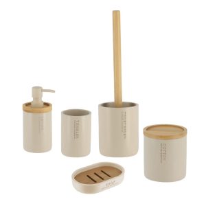 French Home Goods Chic Polyresin Soap Dish with Draining Bamboo Insert