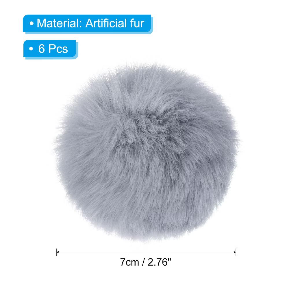 Fluffy Soft Elastic Faux Fur Pom Poms for Hats Scarves Gloves 6 Pcs - Image 17