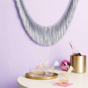 Silver Iridescent Tinsel Fringe Party Garland