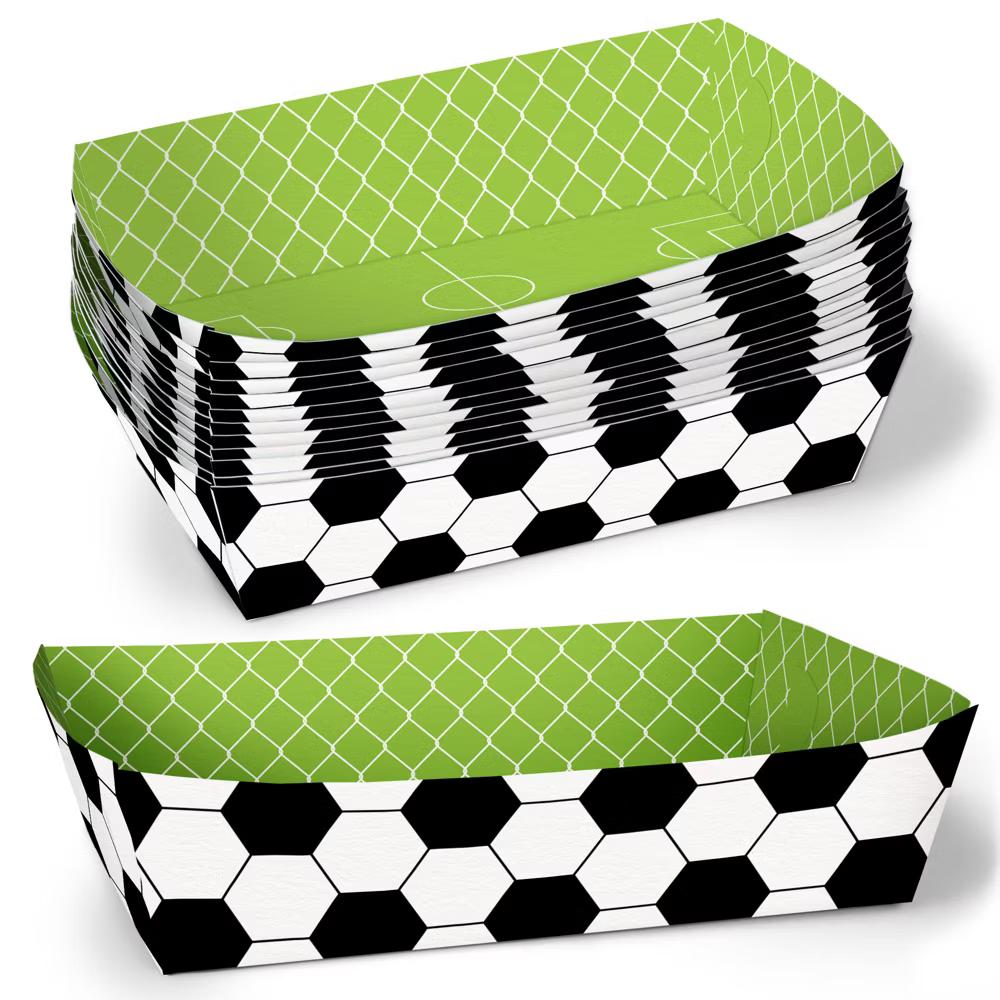 Soccer Party Paper Food Trays, Disposable Double-Sided Paper Food Holders for Nachos, Hot Dogs, French Fries - 12 Ct - Image 3