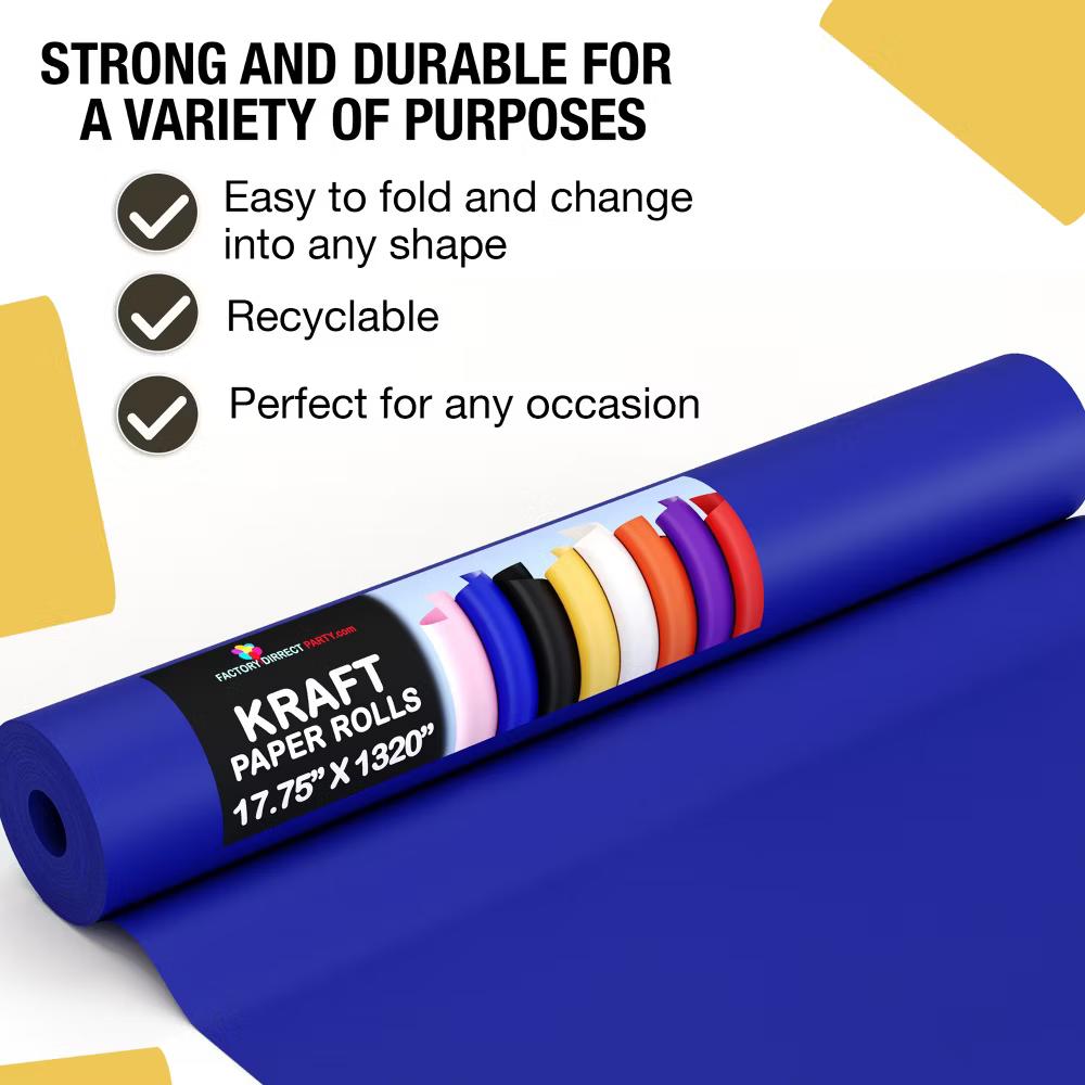 Exquisite Colored Kraft Paper Roll 17.5 In 110 Ft Kraft Wrapping Paper Craft Paper Shipping Paper Kraft Paper Roll Gift Wrap - Image 5