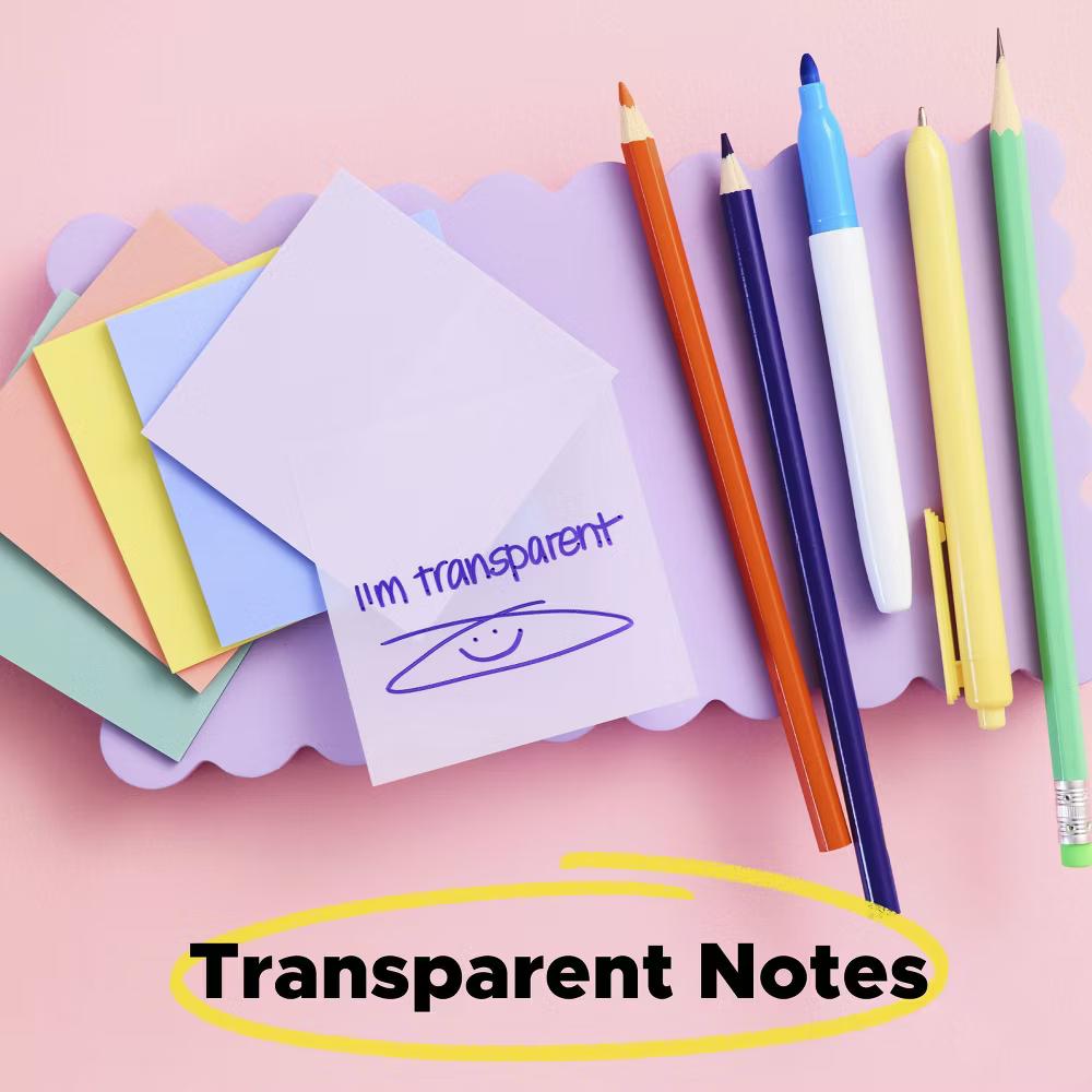 3"x3" Transparent Pastel Sticky Notes Lavender/Mint - Image 9