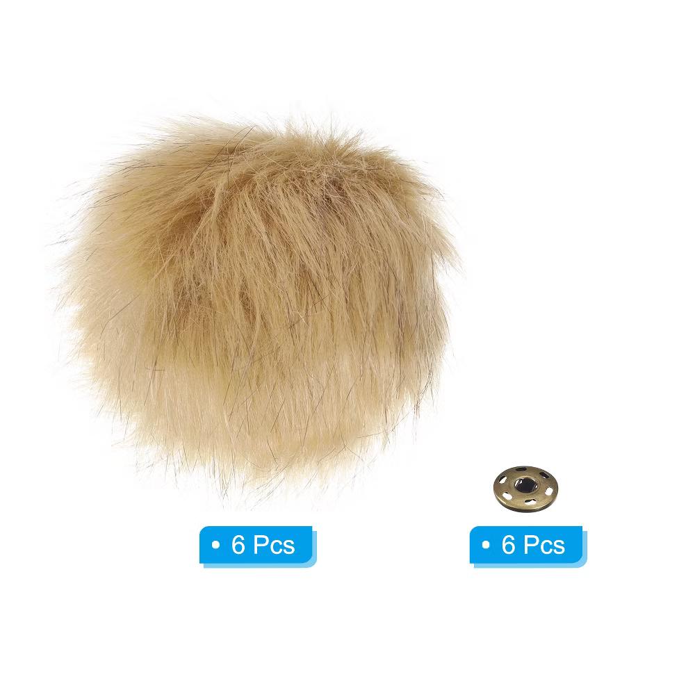 Fluffy Soft Elastic Faux Fur Pom Poms for Hats DIY Scarves 6 Pcs - Image 9