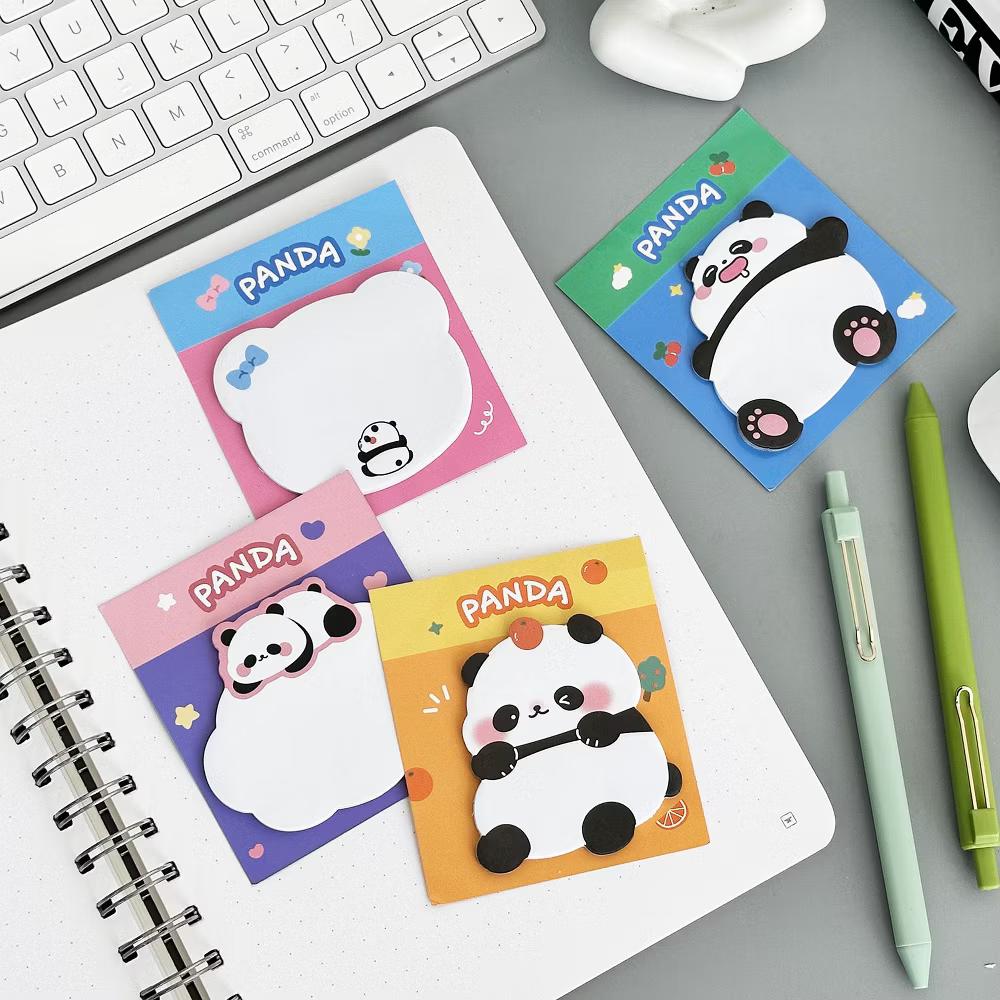 Cute Panda Sticky Notes, Adhesive Memo Notepads for Home, Office, Work (Set of 8) - Image 6