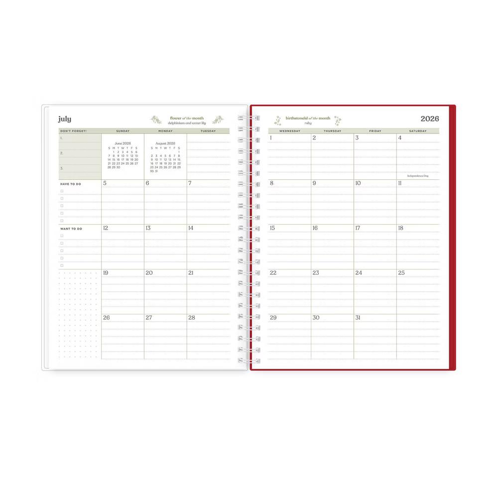 Day Designer 6"x8" 2026-2027 Weekly/Monthly Lila Planner Painted Gingham Red Smooth Frosted Wirebound - Image 8