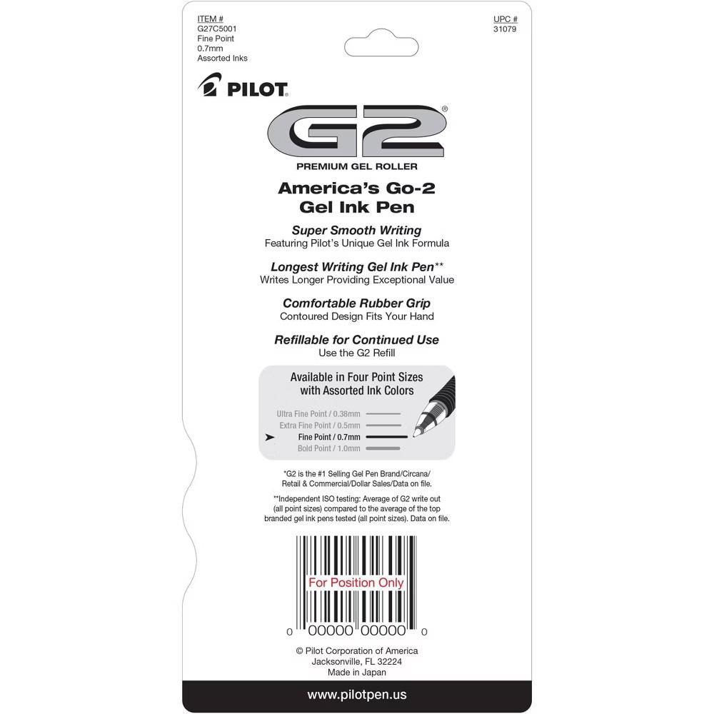 5pk G2 Gel Pens Fine Point 0.7mm Multicolored Ink - Image 2