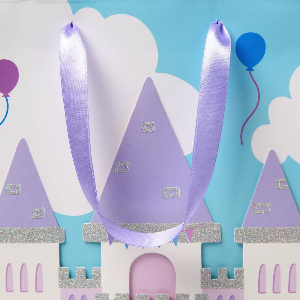 Medium Castle Birthday Gift Bag Blue/Purple - Image 2