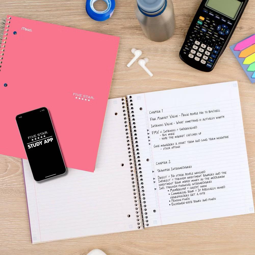 Five Star 8.5"x11" 1 Subject College Ruled Notebook Prom Pink 100 Pages - Image 4