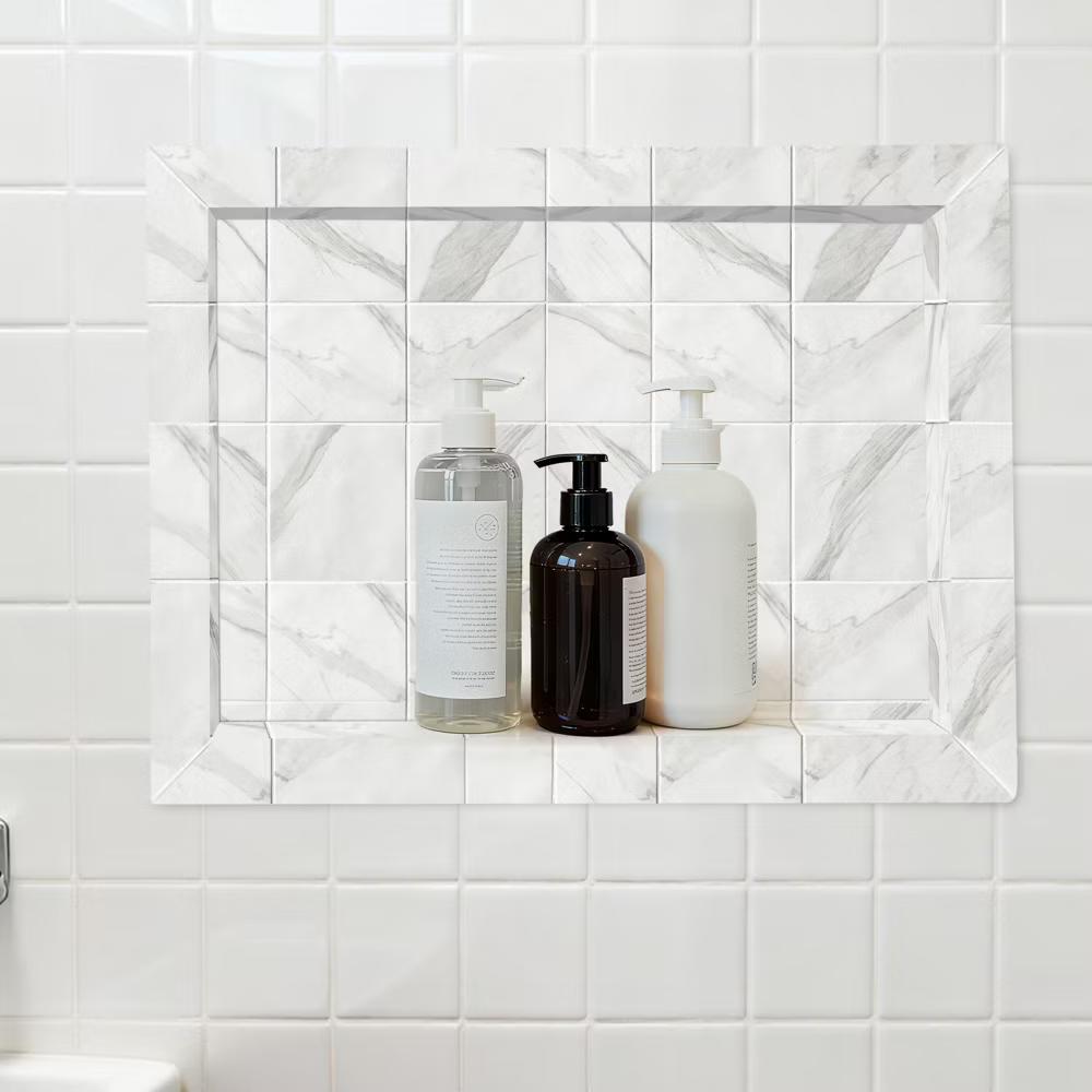 12"×20" Tile Ready Recessed Shower Niche, Modern Square Corner In-Wall Bathroom Storage Shelf with Simple Installation - Image 6