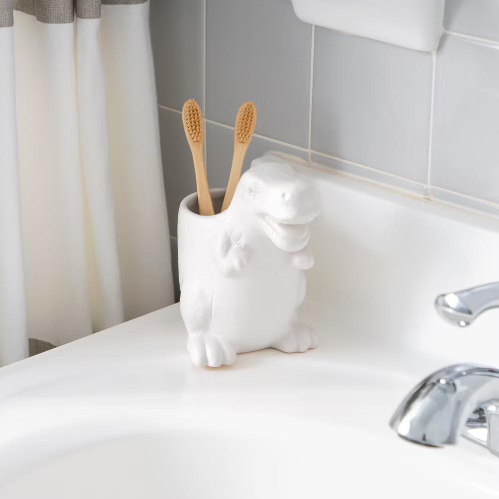 Isaac Jacobs Dinosaur Ceramic Cup, Toothbrush Holder - Multi-Purpose Organizer for Toiletries, Bathroom, Kitchen, and Crafts - Image 22