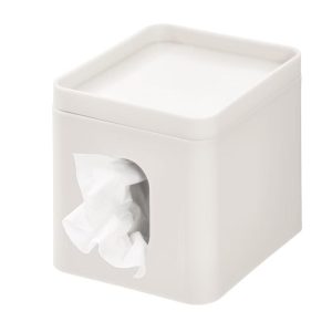 Recycled Plastic Facial Tissue Box Cover with Storage Tray, The Cade Collection – 5" 6" 5.375", Coconut