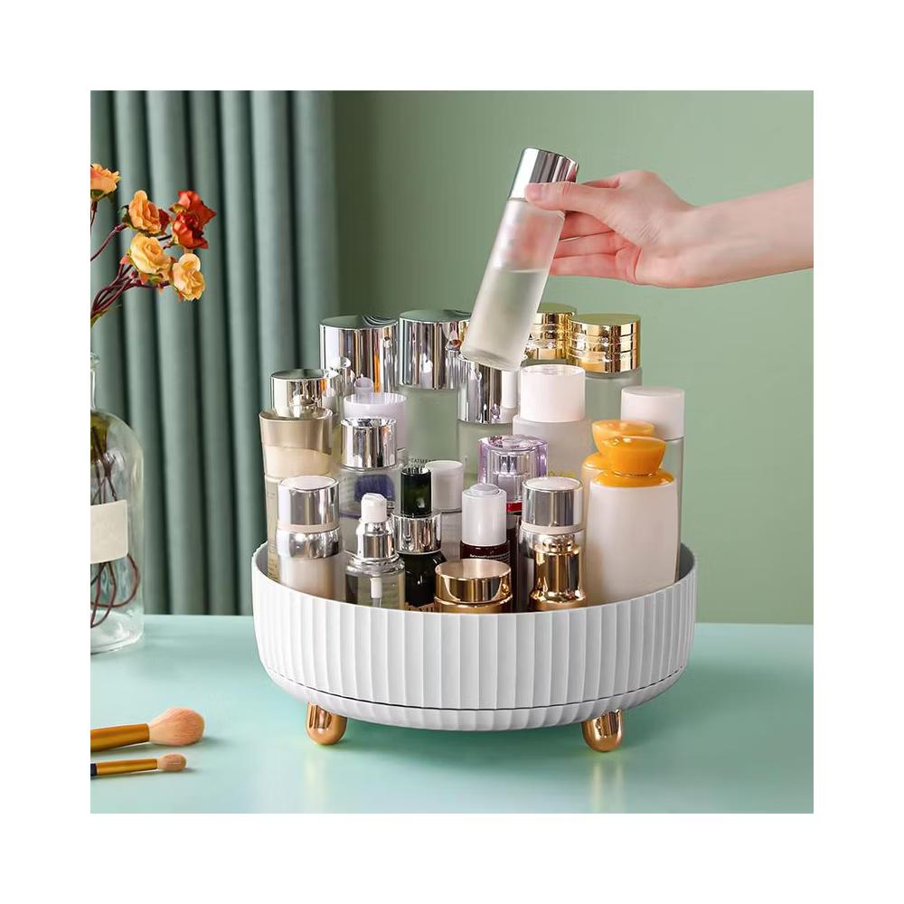 360 Degree Rotating Makeup Organizer Tray, Lazy Susan Perfume and Skincare Storage Organizer for Vanity, Dresser and Bathroom Countertop-white - Image 5