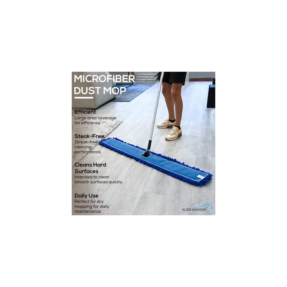 Bison Life Microfiber Dust Mop, Washable Commercial Mop Head Replacement Refill, Blue - 3 Pack - Image 2