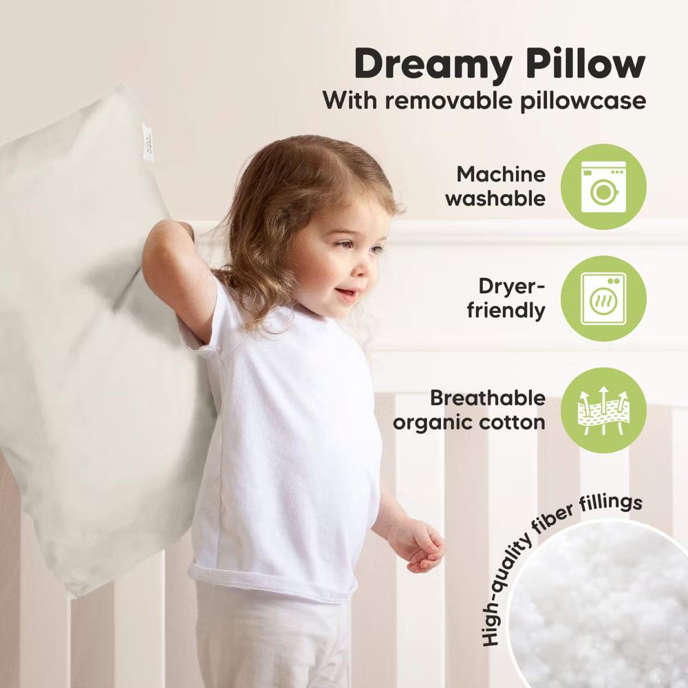 Jumbo Toddler Pillow with Pillowcase, 14X20 Soft Organic Toddler Pillows for Sleeping, Kids Travel Pillow - Image 9