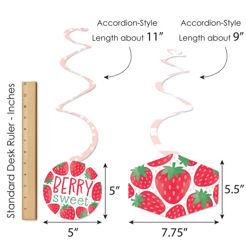 Berry Sweet Strawberry - Fruit Themed Birthday Party or Baby Shower Hanging Decor - Party Decoration Swirls - Set of 40 - Image 6