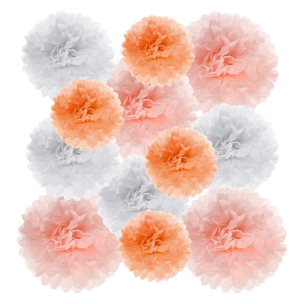 Wedding Shower Bridal Party Decoration 3 Size Paper Pom Poms Flower Ball 15 Pcs - Image 23