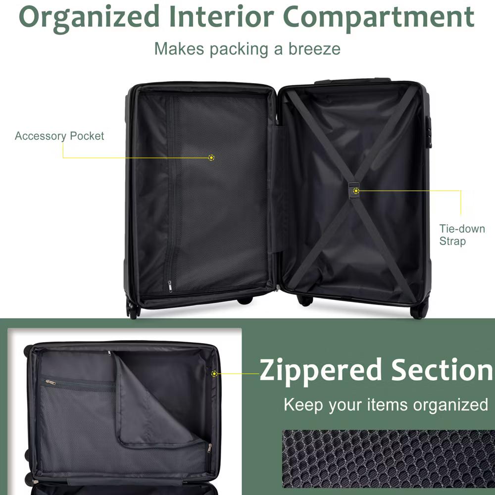 20" Hardshell Carry-On Luggage with 2 Packing Cubes & Spinner Wheels & TSA Lock, Lightweight ABS Suitcase - ModernLuxe - Image 16