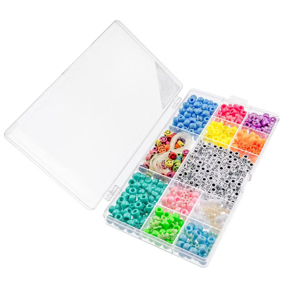 600pcs Assorted Plastic Alphabet Pony Beads with 5m Elastic Cord for DIY Crafts Bracelets Necklaces Jewelry Making Bead Box - Image 3