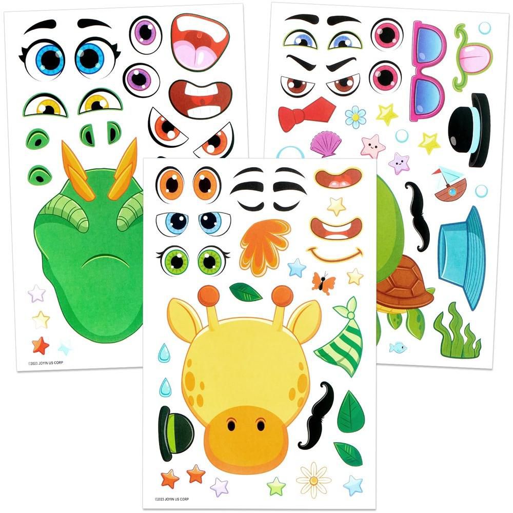 SYNCFUN 36 Pcs 10" Animal Mix and Match Make-a-Face Sticker Sheets Kids DIY Kits, Animals Kids Party Favor Supplies Craft - Image 9